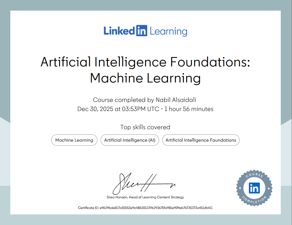 Artificial Intelligence Foundations: Machine Learning
